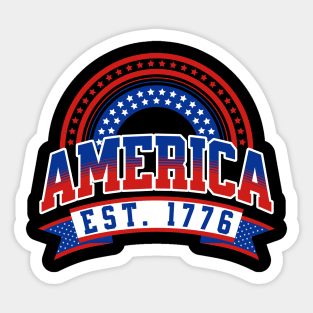 Est 1776 Patriotic US American Flag 4th Of July America Sticker